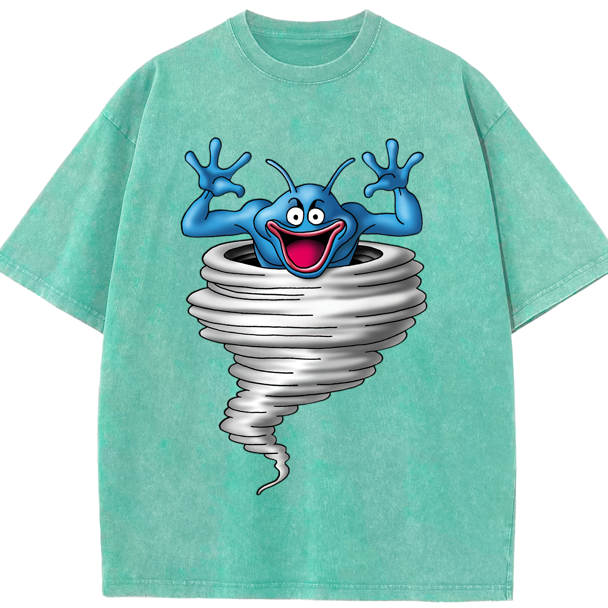 （画像用） ドラゴンクエスト Doragon Kuesuto Dragon Quest 綿100% ヴィンテージ風 半袖Tシャツ（フロントプリント）